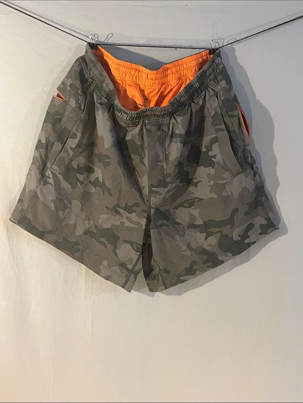 Birddogs Men's Camo Athletic Shorts with Orange Liner